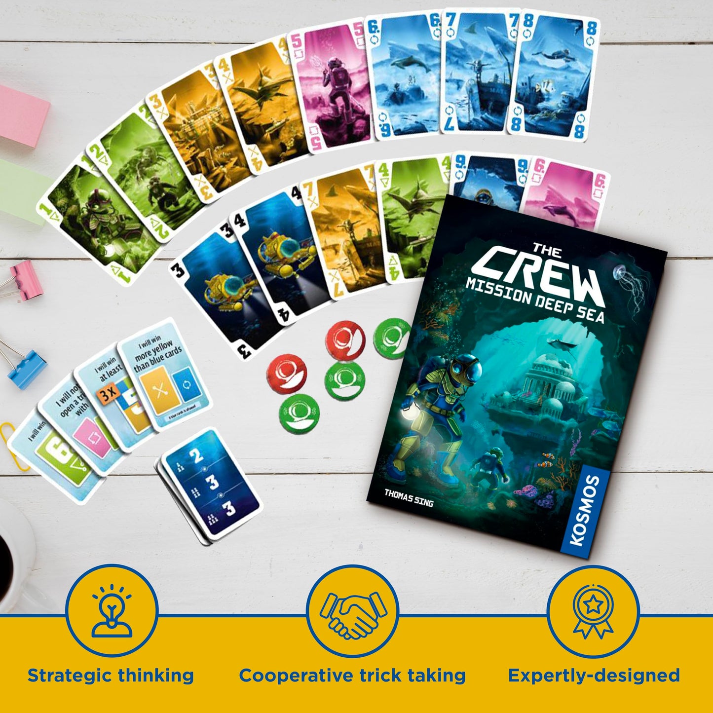 Thames & Kosmos The Crew - Quest for Planet Nine | Card Game | Kennerspiel des Jahres Winner | Cooperative | 3-5 Players | Ages 10+ | Trick-Taking | 50 Levels of Difficulty | Endless Replay