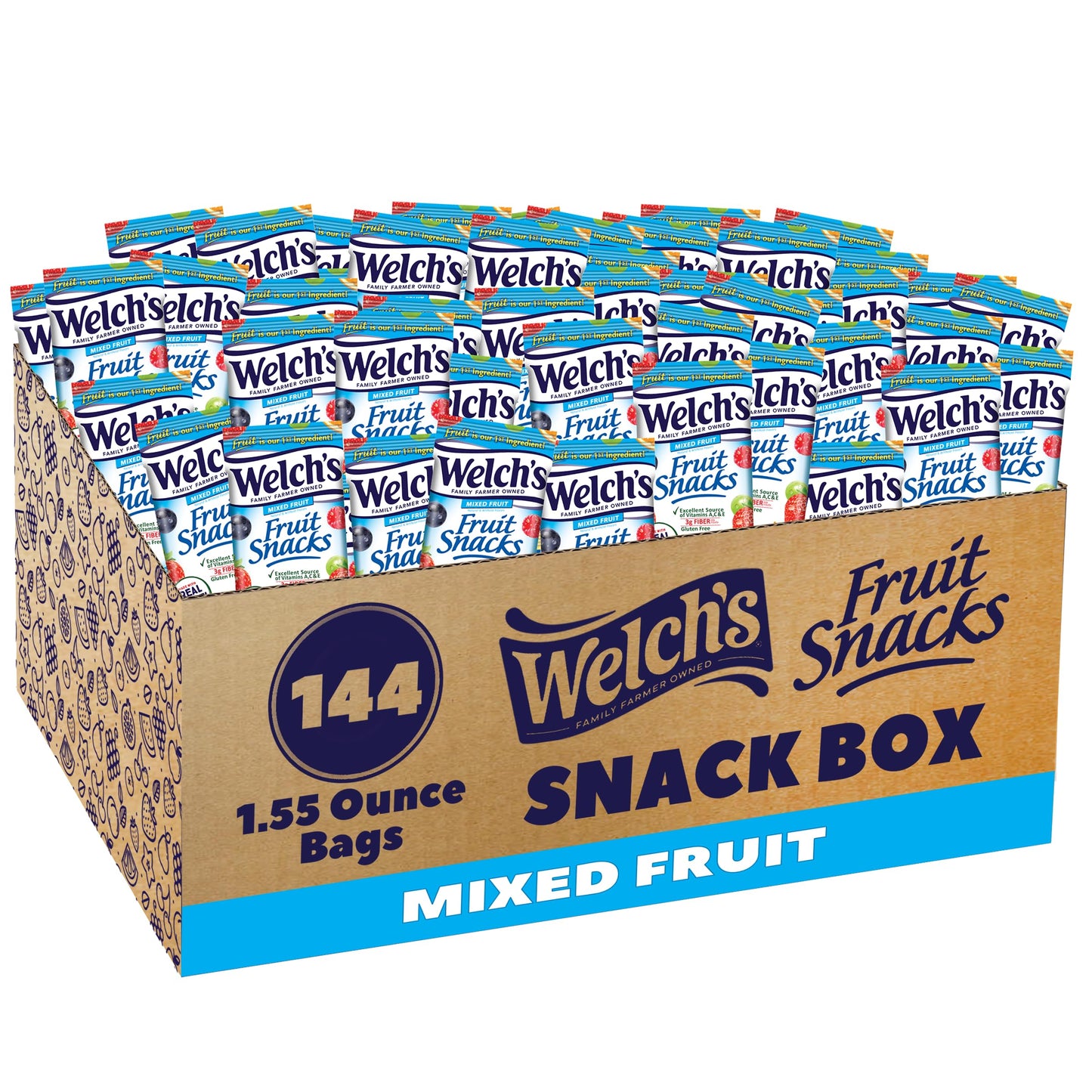 Welch's Fruit Snacks, Mixed Fruit, Bulk Pack, Individual Single Serve Bags, 0.8 oz (Pack of 40)