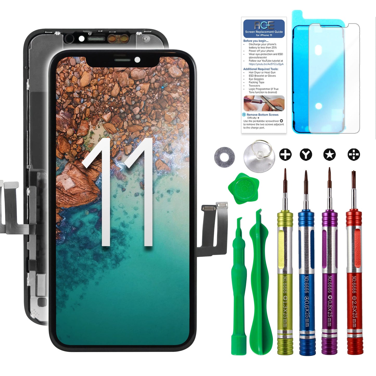 Compatible with iPhone XR Premium LCD Screen Replacement 6.1 inch (Model A1984, A2105, A2106, A2108) High Resolution Display digitizer Assembly Touch Screen