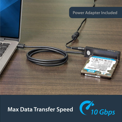 StarTech SATA to USB-C Cable, USB 10Gbps to 2.5in and 3.5in SATA I II III Hard Drive Adapter, External Converter for SSD or HDD Data Transfer