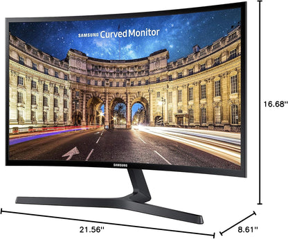 SAMSUNG 23.5” CF396 Curved Computer Monitor, AMD FreeSync for Advanced Gaming, 4ms Response Time, Wide Viewing Angle, Ultra Slim Design, LC24F396FHNXZA, Black
