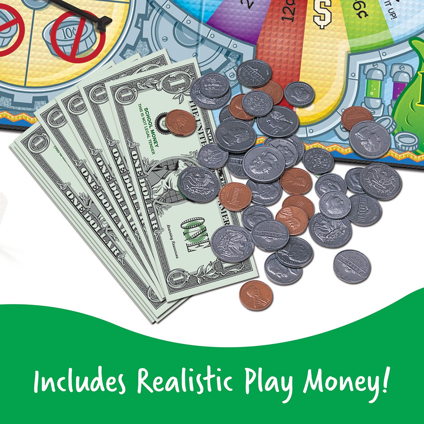 Learning Resources Money Bags Coin Value Game - Classroom Math Games, Financial Literacy for Kids, Play Coins for Kids, Counting Games, Money Board Game