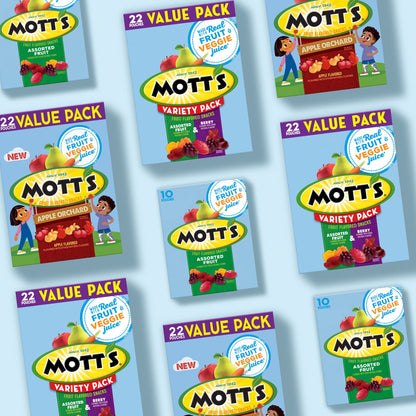 Mott's Fruit Flavored Snacks, Assorted Fruit, Gluten Free Snack, Value Pack, 22 Pouches, 17.6 oz (Pack of 6)