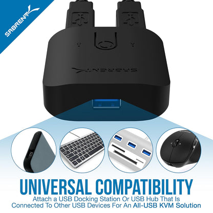 SABRENT USB 3.0 Sharing Switch for Multiple Computers and Peripherals LED Device Indicators (USB-SW30) Black