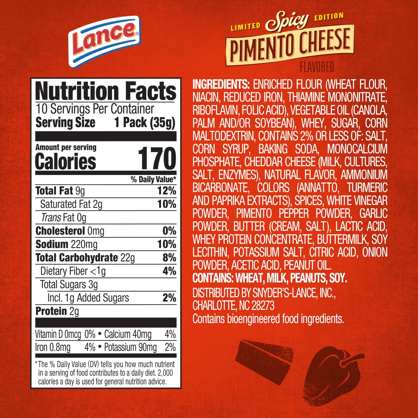 Lance Sandwich Crackers, Variety Pack, 3 Flavors, 20 Individually Wrapped Packs, 6 Sandwiches Each
