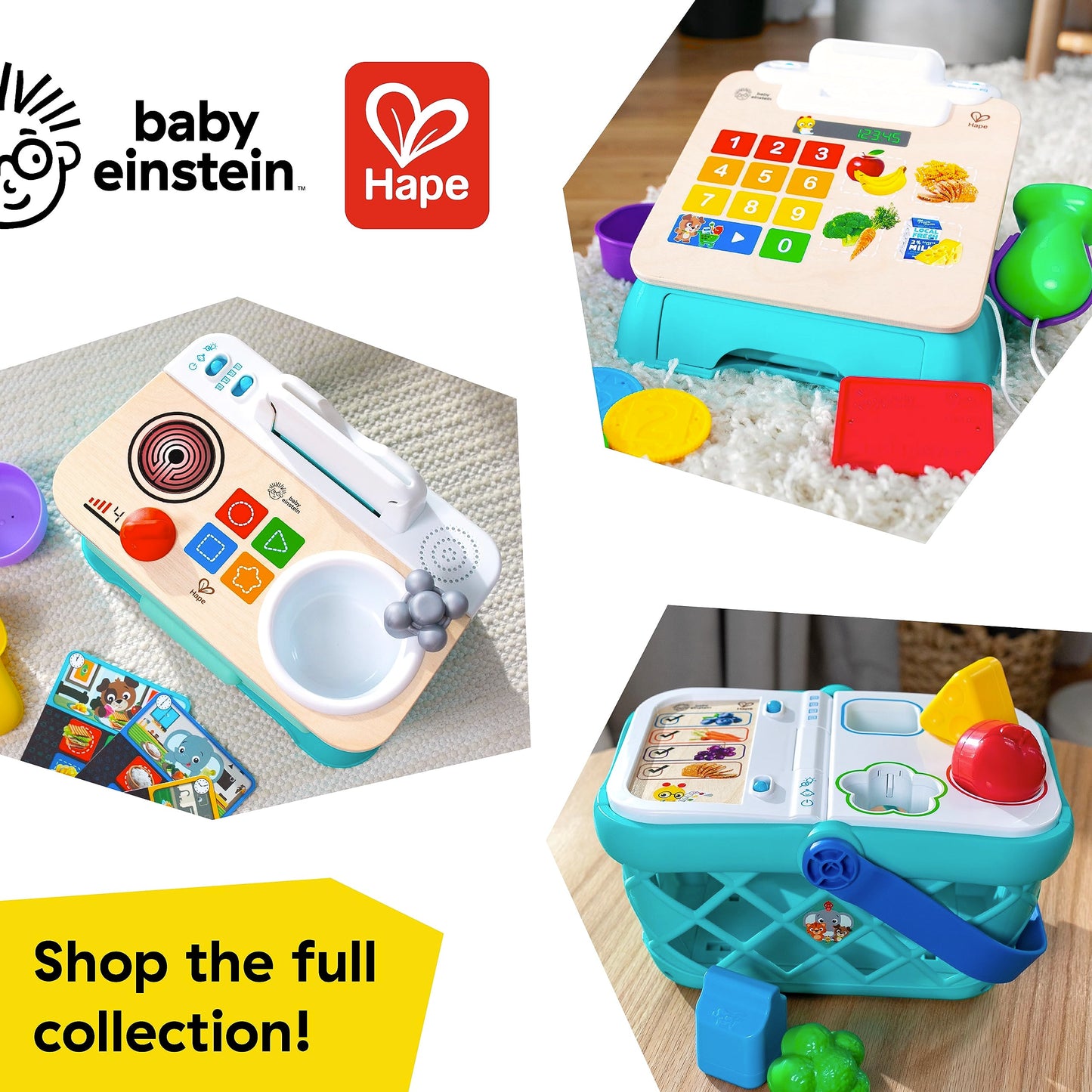 Baby Einstein + Hape Magic Touch Toy Cash Register Pretend to Check Out Toy, Real Sounds and Music, Ages 1, 2, 3, 4+