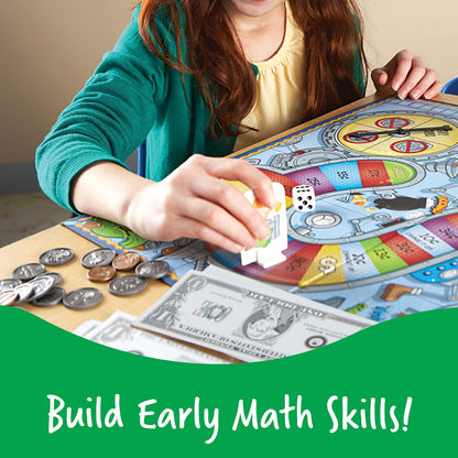 Learning Resources Money Bags Coin Value Game - Classroom Math Games, Financial Literacy for Kids, Play Coins for Kids, Counting Games, Money Board Game