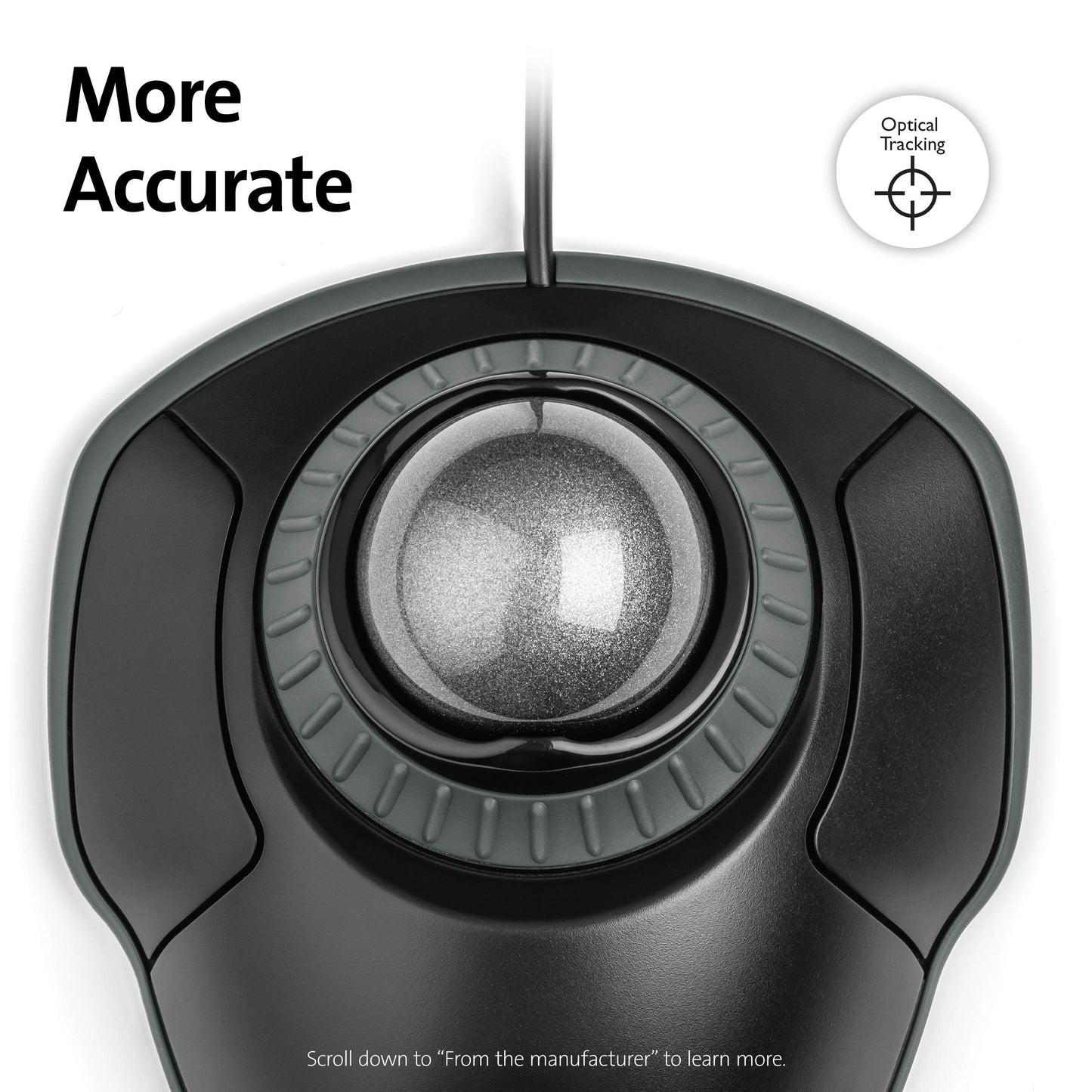 Kensington Orbit Trackball Mouse with Scroll Ring (K72337US), 4 1/2X5 1/2X2"