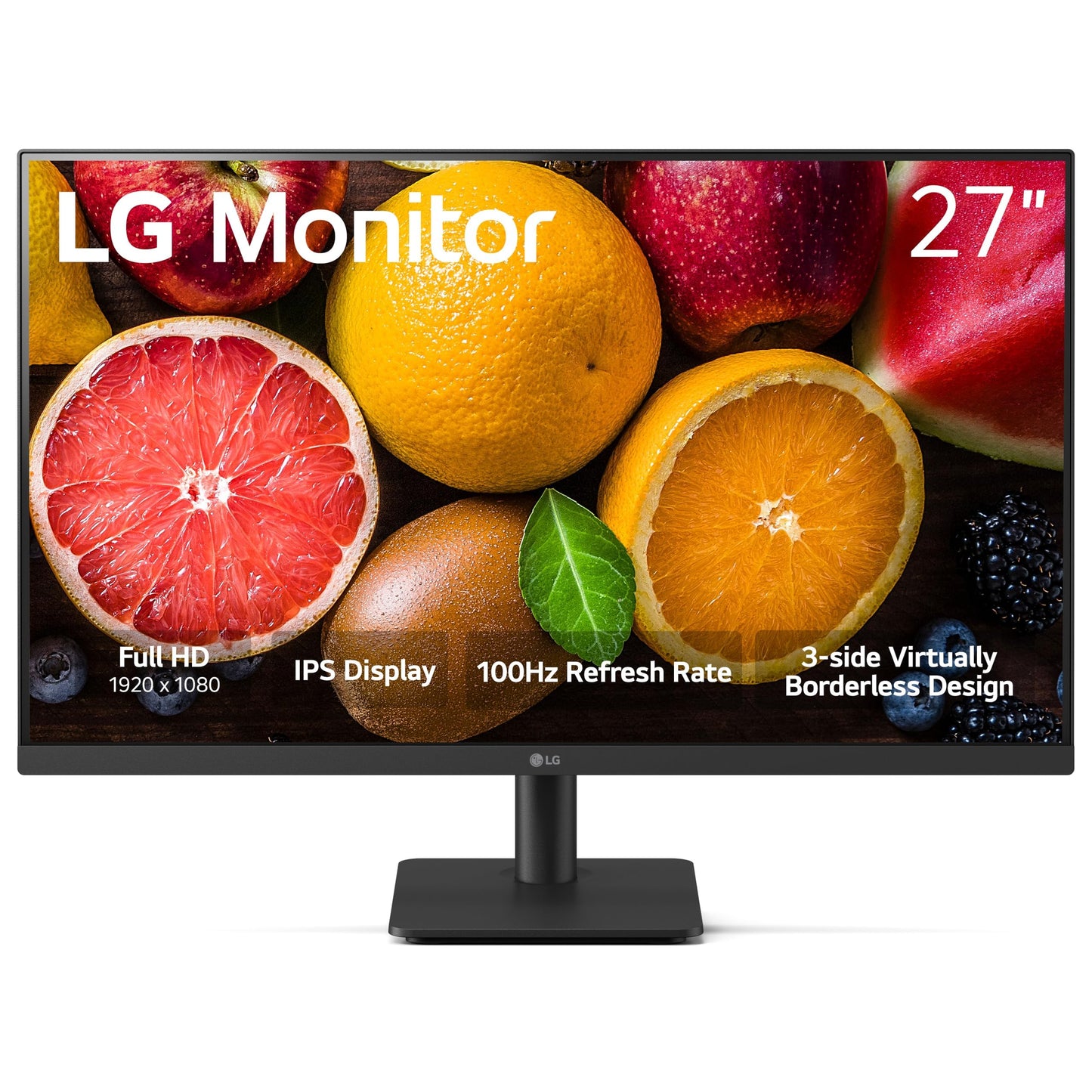 LG 27MP400-B 27” Full HD (FHD) (1920 x 1080) IPS Display with 3-Side Virtually Borderless Design & Mountable Monitor, 75hz, AMD FreeSync and OnScreen Control – Black