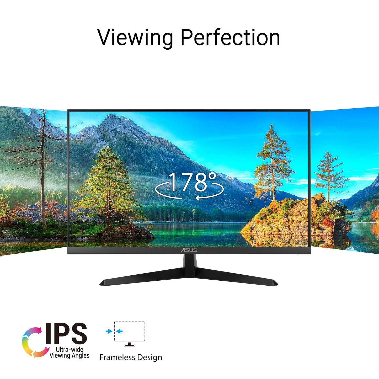 ASUS 27 Inch Desktop Monitor - Full HD (1920 x 1080), IPS, 75Hz, Adaptive-Sync, HDMI, D-Sub, Frameless - VA27EHE