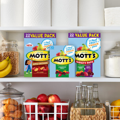 Mott's Fruit Flavored Snacks, Assorted Fruit, Gluten Free Snack, Value Pack, 22 Pouches, 17.6 oz (Pack of 6)