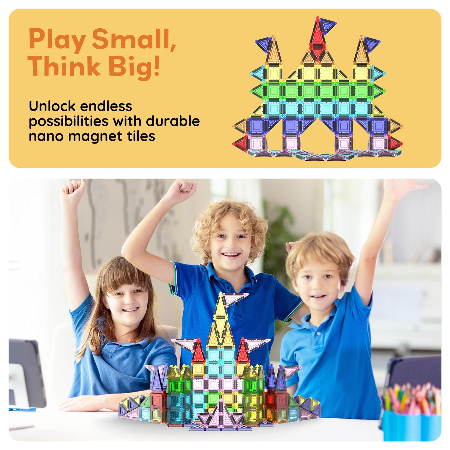 PicassoTiles 60 Piece Set 60pcs Magnet Building Tiles Clear Magnetic 3D Blocks Construction Playboards - Creativity Beyond Imagination, Inspirational, Recreational, Educational, Conventional